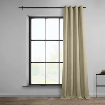 Half Price Drapes Thatched Tan Grommet Textured Faux Linen Room Darkening Curtain In Beige,tan