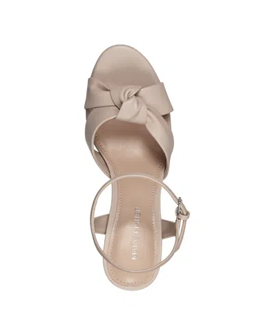 Marc Fisher Women's Deren High Block Heel Platform Sandals In Light Latte Smooth