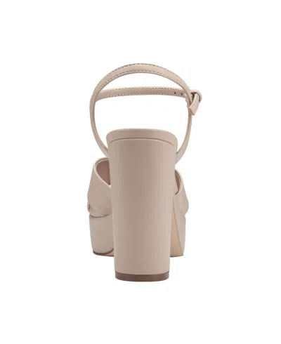 Marc Fisher Women's Deren High Block Heel Platform Sandals In Light Latte Smooth