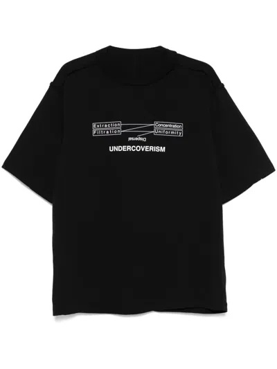Undercover Boxy Black Short-sleeve T-shirt With Graphic Print In Black