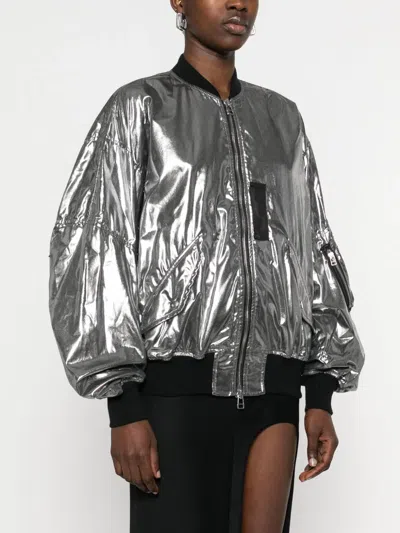 Junya Watanabe Metallic Effect Bomber Jacket In Silver