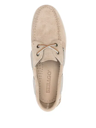 Sebago 'portland Dockside' Beige Loafers With Decorative Laces On The Sides And Contrasting Stitching In Neutrals