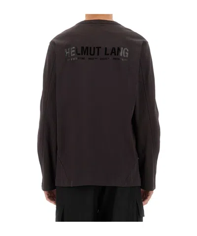 Helmut Lang Relaxed Fit Long-sleeve Crew Neck T-shirt With Tonal Logo In Brown