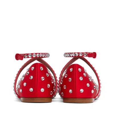 Amina Muaddi Ane Crystal Embellished Ballerina Flats In Red
