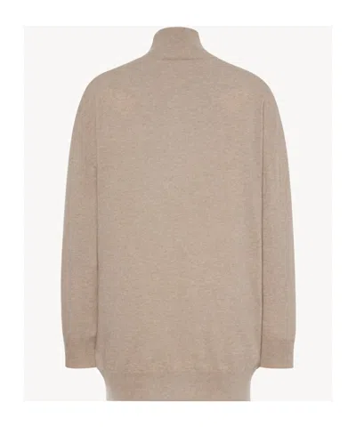 The Row Jabari Mock-neck Oversized Cashmere Sweater In Beige Melange