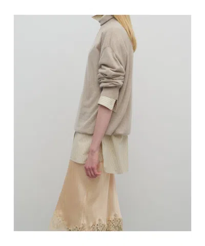The Row Jabari Mock-neck Oversized Cashmere Sweater In Beige Melange