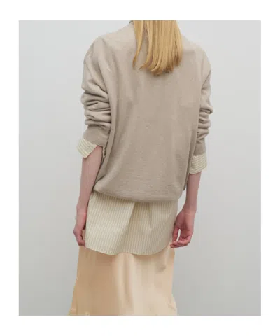 The Row Jabari Mock-neck Oversized Cashmere Sweater In Beige Melange