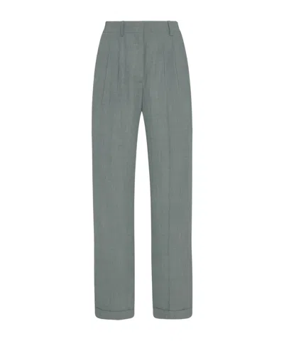 The Row Everhart Pleated Straight-leg Pants In Timouse Grey