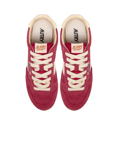 Autry Windspin Suede And Leather Trainers In Burgundy