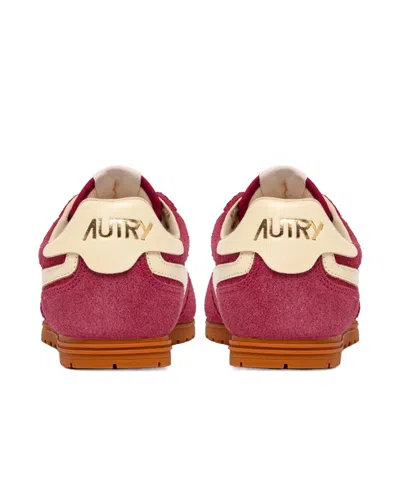 Autry Windspin Suede And Leather Trainers In Burgundy