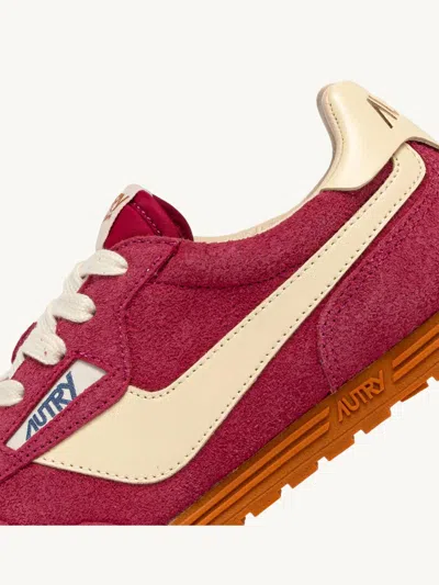 Autry Windspin Suede And Leather Trainers In Burgundy