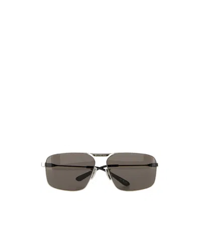 Balenciaga Rectangular Frame Sunglasses In Metal In Green