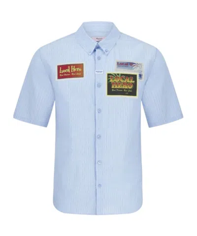 Martine Rose Short-sleeved Pinstriped Shirt In Blue