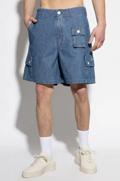 Givenchy Denim Cargo Shorts In Blue