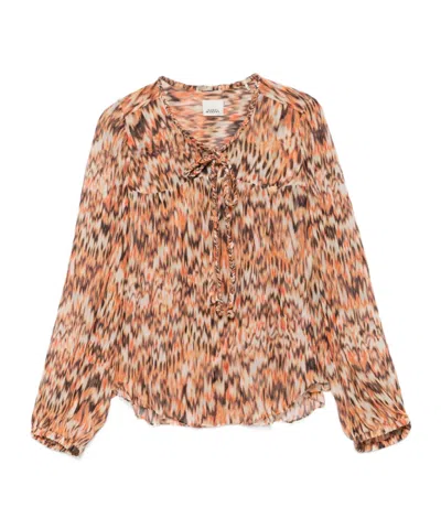 Isabel Marant Orange Ametissa Printed Cotton Top In Brown