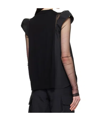 Sacai Popeline X Knit Pullover In Black