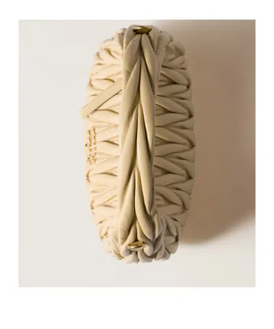 Miu Miu Lamb Leather Quilted Shoulder Bag In Nude