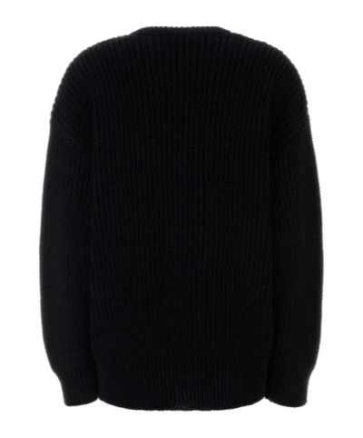 Marine Serre Black Cotton Oversize Sweater In Black