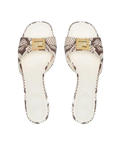 Fendi Brown Ayers Medium-heeled Sandals In Nude