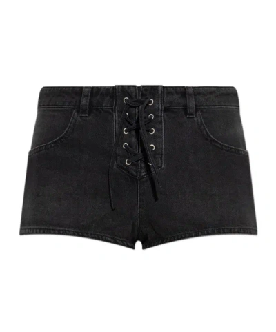 Isabel Marant Raw Hem Belt Loop Shorts In Black