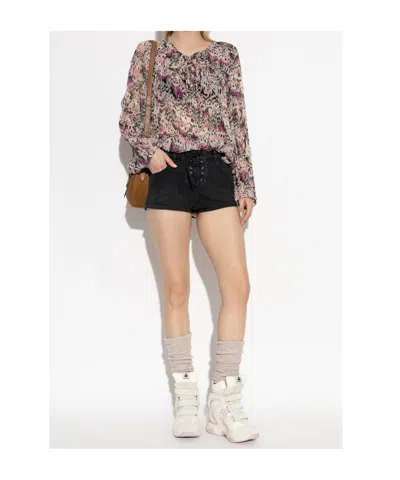 Isabel Marant Raw Hem Belt Loop Shorts In Black