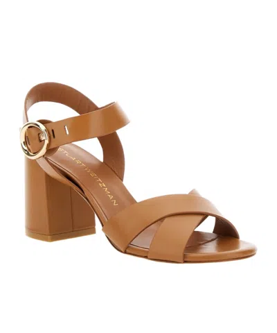 Stuart Weitzman 'benni Block' Brown Heeled Sandal With Open Toe And Ankle Strap In Brown