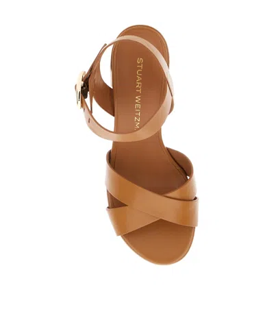 Stuart Weitzman 'benni Block' Brown Heeled Sandal With Open Toe And Ankle Strap In Brown
