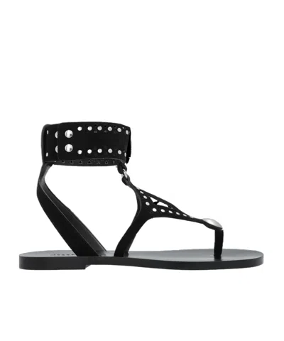 Isabel Marant Black Leather Flip-flop Sandals