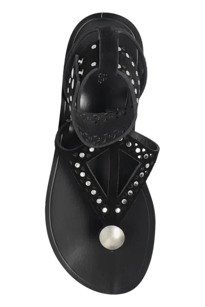 Isabel Marant Black Leather Flip-flop Sandals
