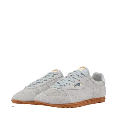 Autry Windspin Low Suede Sneakers With Ultra-flat Sole In Gray