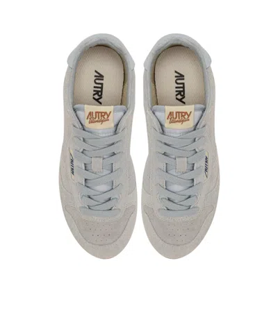 Autry Windspin Low Suede Sneakers With Ultra-flat Sole In Gray