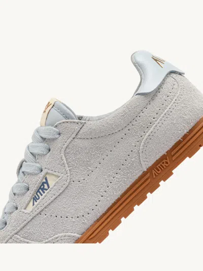 Autry Windspin Low Suede Sneakers With Ultra-flat Sole In Gray