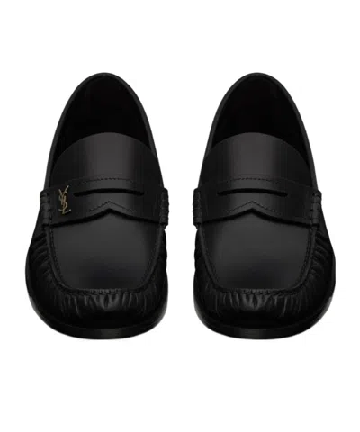 Saint Laurent Le Loafer Loafers In Polished Wrinkled Leather In Black
