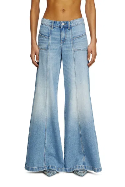 Diesel D-akii Mid-rise Flared Jeans In Blue