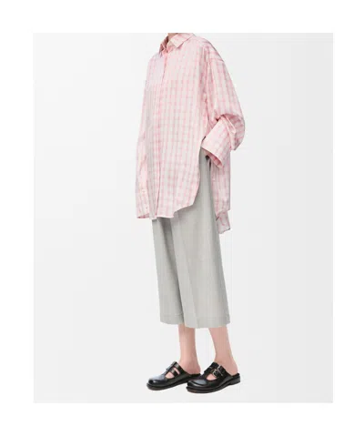 Loewe Plaid Button Down Oversized Blouse In Pink