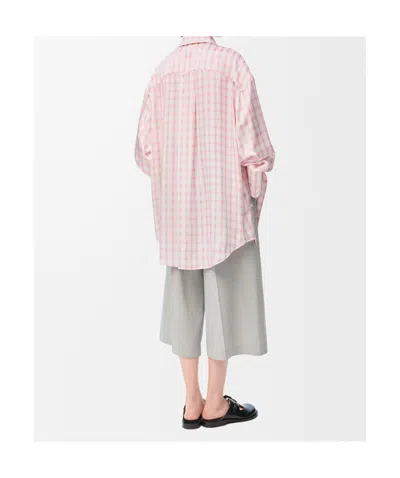 Loewe Plaid Button Down Oversized Blouse In Pink