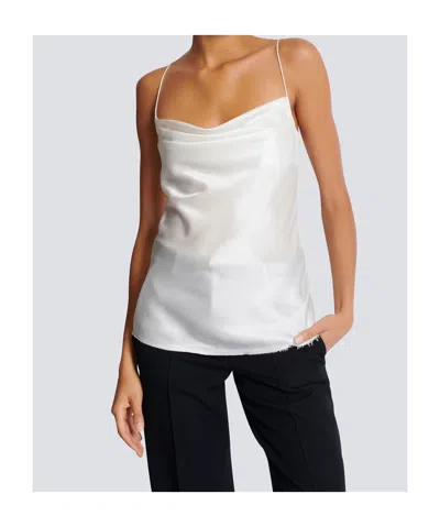 Balmain Draped Satin Top In White