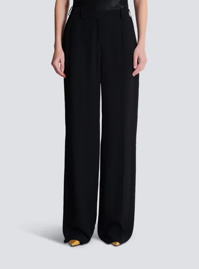 Balmain Crepe Straight-leg Tailored Trousers In Black