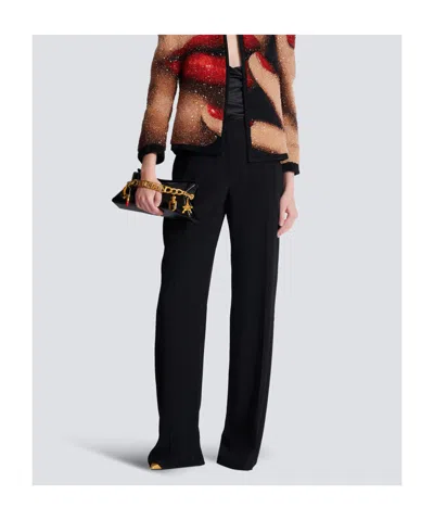 Balmain Crepe Straight-leg Tailored Trousers In Black