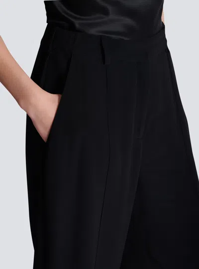 Balmain Crepe Straight-leg Tailored Trousers In Black