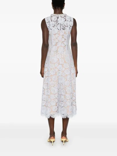 Self-portrait Blue Fine Lace Pearl Midi Dress In White