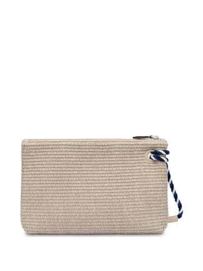 Alberta Ferretti Embroidered Clutch Bag In Neutrals