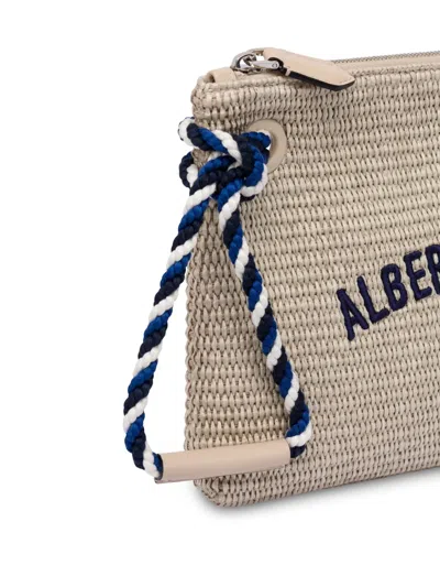 Alberta Ferretti Embroidered Clutch Bag In Neutrals
