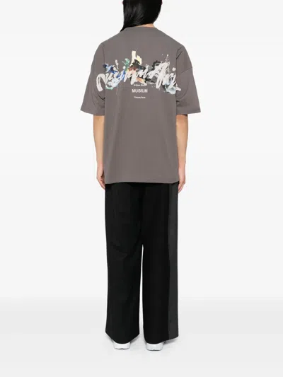 Musium Div. Logo-embroidered T-shirt In Grey