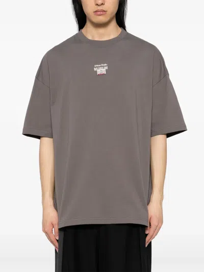 Musium Div. Logo-embroidered T-shirt In Grey