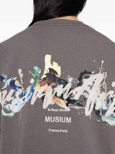 Musium Div. Logo-embroidered T-shirt In Grey