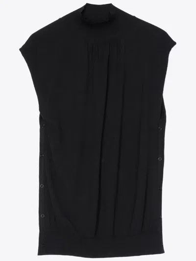 3.1 Phillip Lim Chiffon Godet Panel Mock Neck Sweater In Black