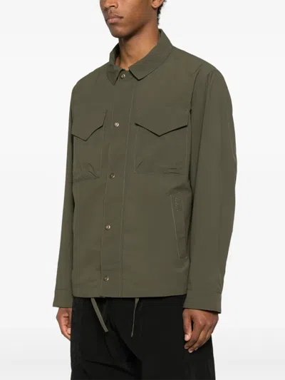 Barbour Collar Flap Pockets Side Drawstring Jacket In Green