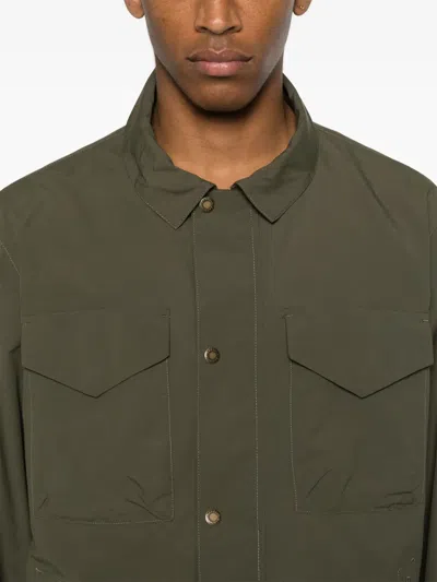 Barbour Collar Flap Pockets Side Drawstring Jacket In Green