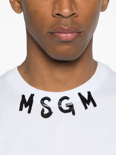 Msgm Logo-printed Crewneck T-shirt In White